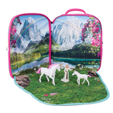 Mojo Playscape Fantasy Backpack Playset with Unicorn, Unicorn Baby & Princess Figures
