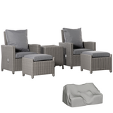 Outsunny 2-Seater Outdoor PE Rattan Patio Set with Cooler Coffee Table, 5-Piece with Cover – Garden Furniture