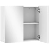 HOMCOM Double-Door Wall-Mounted Bathroom Mirror Cabinet with Adjustable Shelf – Bathroom Storage, White