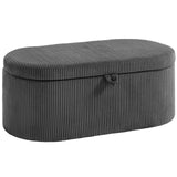 HOMCOM Corduroy Storage Ottoman Bench with Padded Seat and Hidden Storage – Living Room and Bedroom Seating, Dark Grey