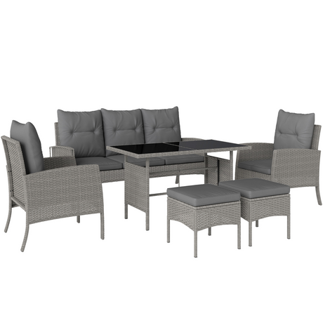 Outsunny 6-piece rattan garden sofa set in grey