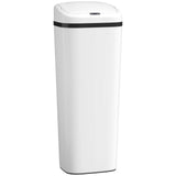 HOMCOM 50L Stainless Steel Sensor Bin with Bag-Fixing Ring – Slim Hands-Free Kitchen Waste Bin, White