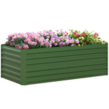 Outsunny Galvanised Steel Raised Garden Bed with Reinforced Rods, 180 x 90cm – Vegetable & Herb Planter, Green