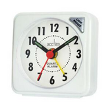 Acctim Ingot Quartz Travel Alarm Clock with Light, Snooze & Crescendo Alarm – Luminous Hands, White