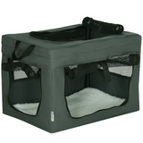 PawHut Foldable Pet Carrier with Cushion & Three Doors – Cat Bag for Miniature Dogs and Cats, Grey
