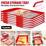 Stackable Reusable Food Storage Trays with Buckle Closure and Vacuum Seal, 4/6 Piece Set – Fridge Organiser
