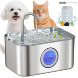 PawHut 3.2L Stainless Steel Cat Water Fountain with Filtration, LED Water Level Window and Quiet Pump