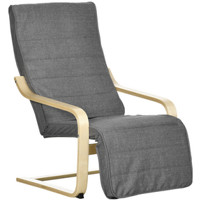 Dark grey lounge recliner chair with adjustable footrest