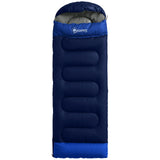 Outsunny 3 Season Sleeping Bag for Adults with L-Shaped Zip, Opens into Quilt – Lightweight & Compact, Navy Blue