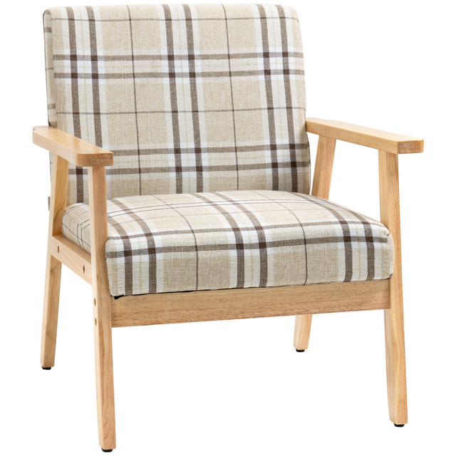 Beige linen accent chair