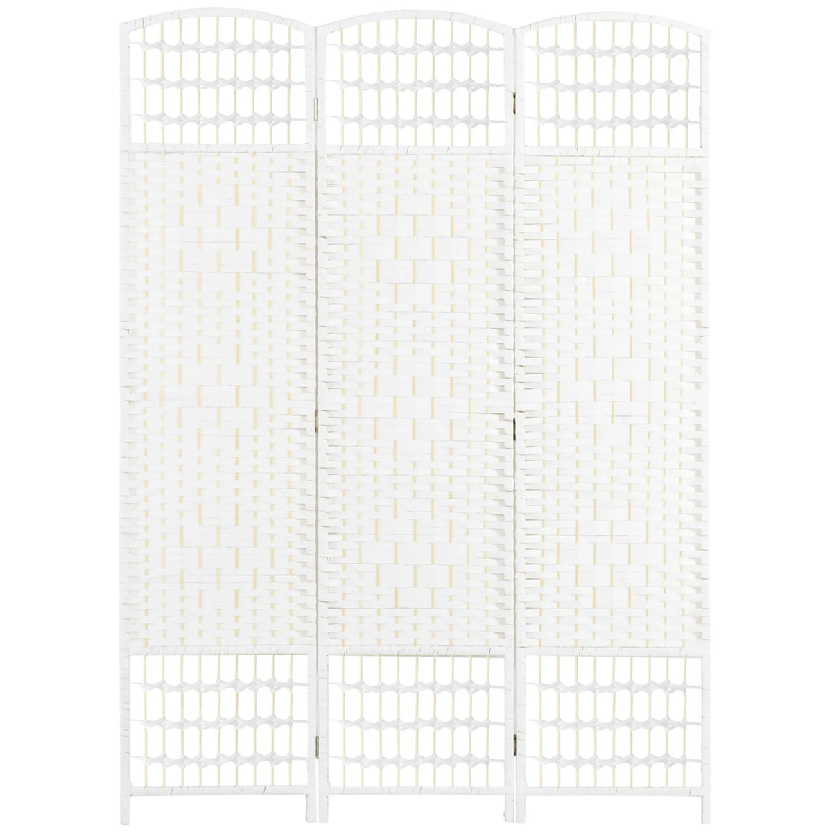 HOMCOM 3 Panel Folding Room Divider, Hand-Woven Paper Rope & Bamboo Privacy Screen – Living Room Partition