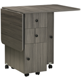 HOMCOM grey drop leaf dining table with storage