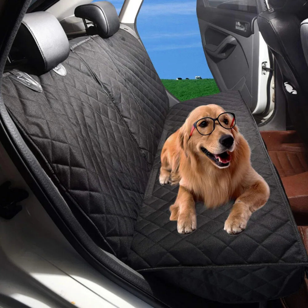 Waterproof Rear Dog Car Seat Cover with Zipped Armrest Access – Back Seat Protector for Cars, Black
