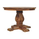 Artisan Furniture Valentina Solid Wood Round Dining Table with Sculpted Pedestal Base – Beige