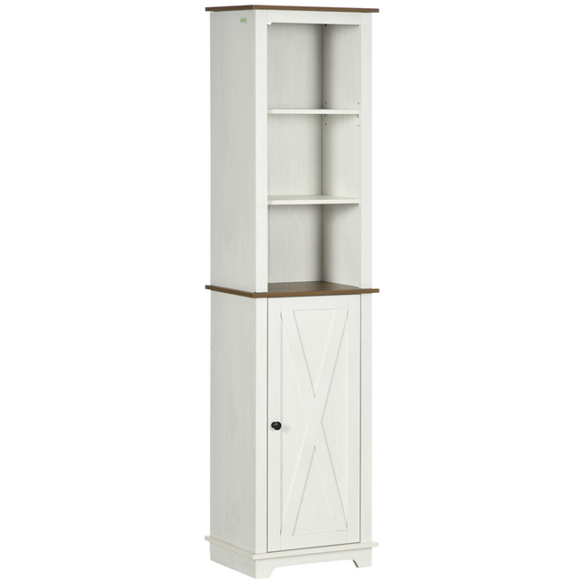 Tall slim bathroom storage cabinet with door