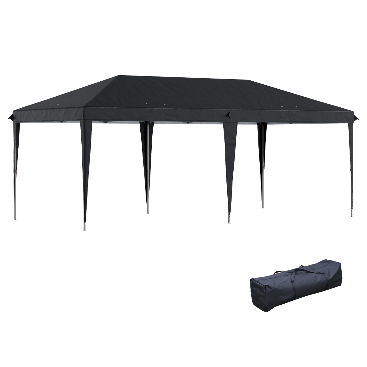 Outsunny 3 x 6m Heavy-Duty Pop Up Gazebo with Steel Frame & 3 Height Settings – Patio Party Canopy, Black