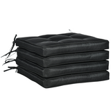 Outsunny Garden Seat Cushion with Ties – Replacement Outdoor Dining Chair Seat Pad, Black
