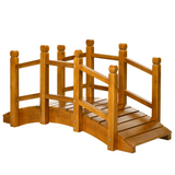 Outsunny Wooden Garden Bridge with Curved Safety Railings, 150kg Capacity – Arched Pond Footbridge