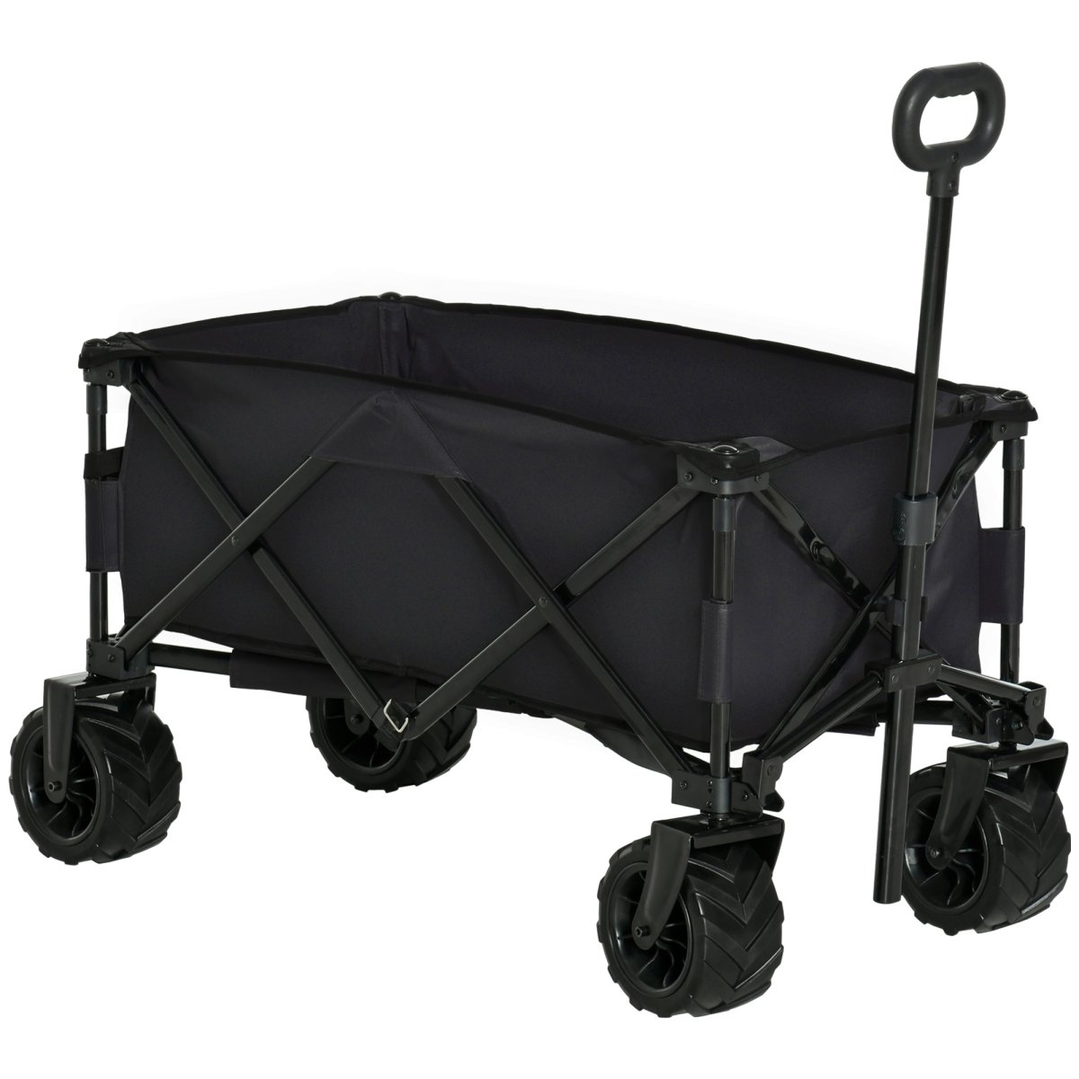 Outsunny Folding Pull-Along Garden Trolley Beach Cart with 70kg Capacity – Telescopic Handle, Green