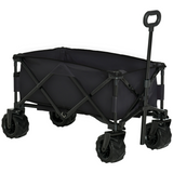 Outsunny Folding Pull-Along Garden Trolley Beach Cart with 70kg Capacity – Telescopic Handle, Green