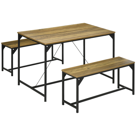 HOMCOM dining table with two benches