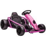 HOMCOM 24V Electric Go Kart for Kids with Music, Horn & Slow Start – Drifting Ride-On, Pink
