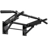 SPORTNOW Wall Mounted Folding Pull Up Bar with 3 Band Hooks – 120kg Steel Chin Up Bar for Home Gym, Black