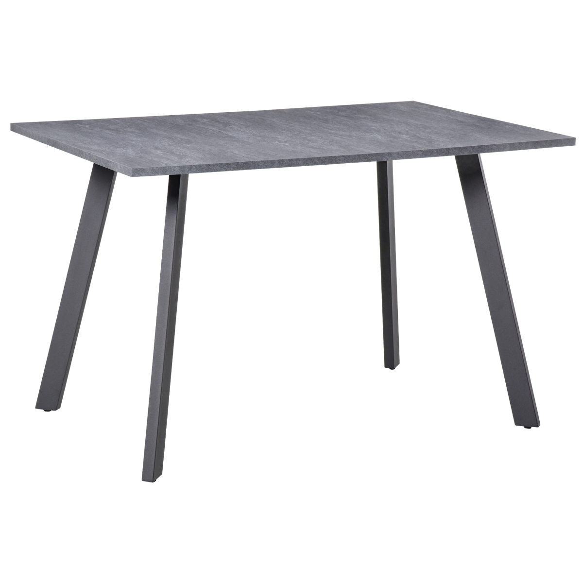 Modern Rectangular Dining Table with Powder-Coated Metal Legs & Adjustable Feet – Seats Four, Dark Grey