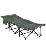 Outsunny Foldable Camping Bed with Cup Holder, Magazine Pocket & Carry Bag – 170° Recline, Grey