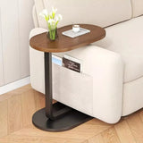 Small C-Shaped Side Table with Wood-Grain Top & Iron Legs, 45 x 28 x 60cm – Sofa End Table, Bedside Nightstand