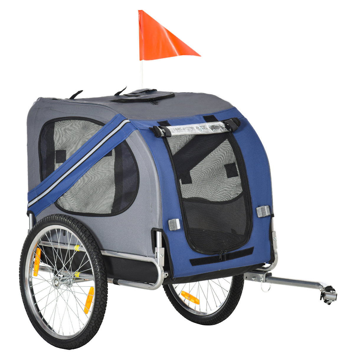 Pet Bicycle Trailer with Hitch Coupler & Mesh Windows – Water-Resistant Dog Bike Carrier, Blue
