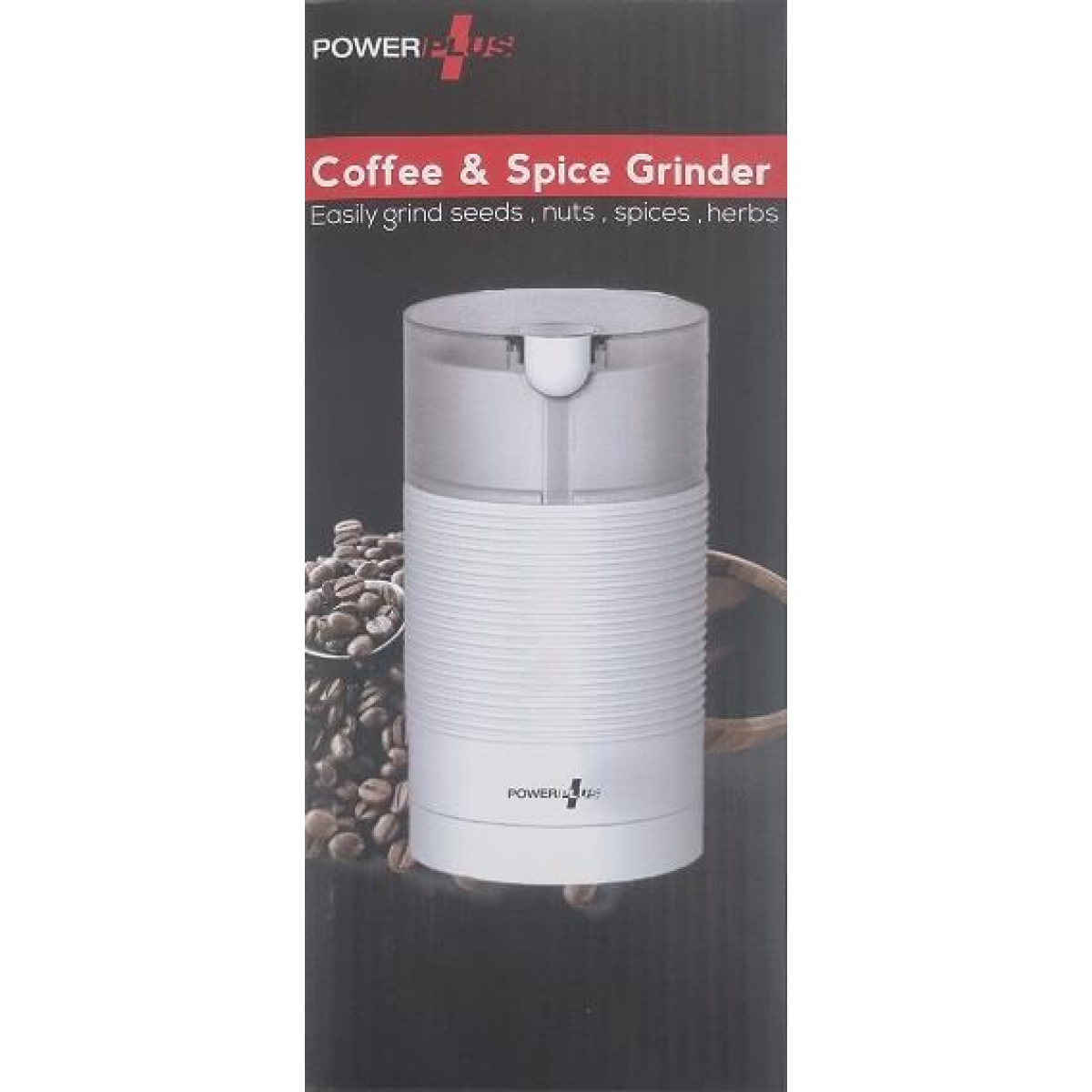 PowerPlus 150W Coffee & Spice Grinder with Stainless Steel Blades and Transparent Lid – 70g Capacity