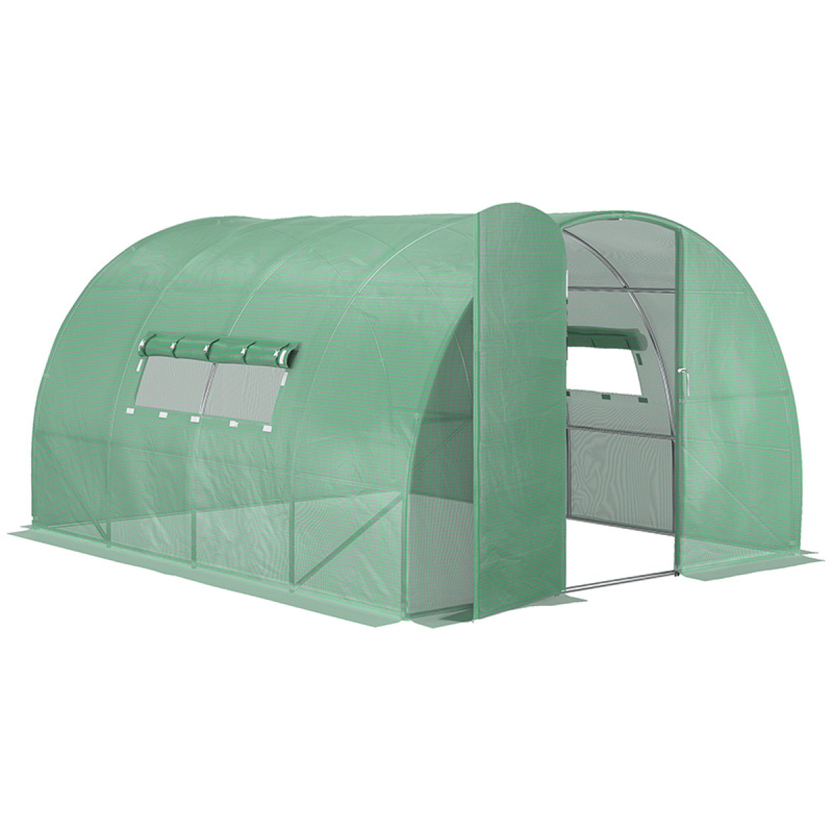 Outsunny 4 x 3m Walk-In Polytunnel Greenhouse with Galvanised Steel Frame & Door – Garden Growing