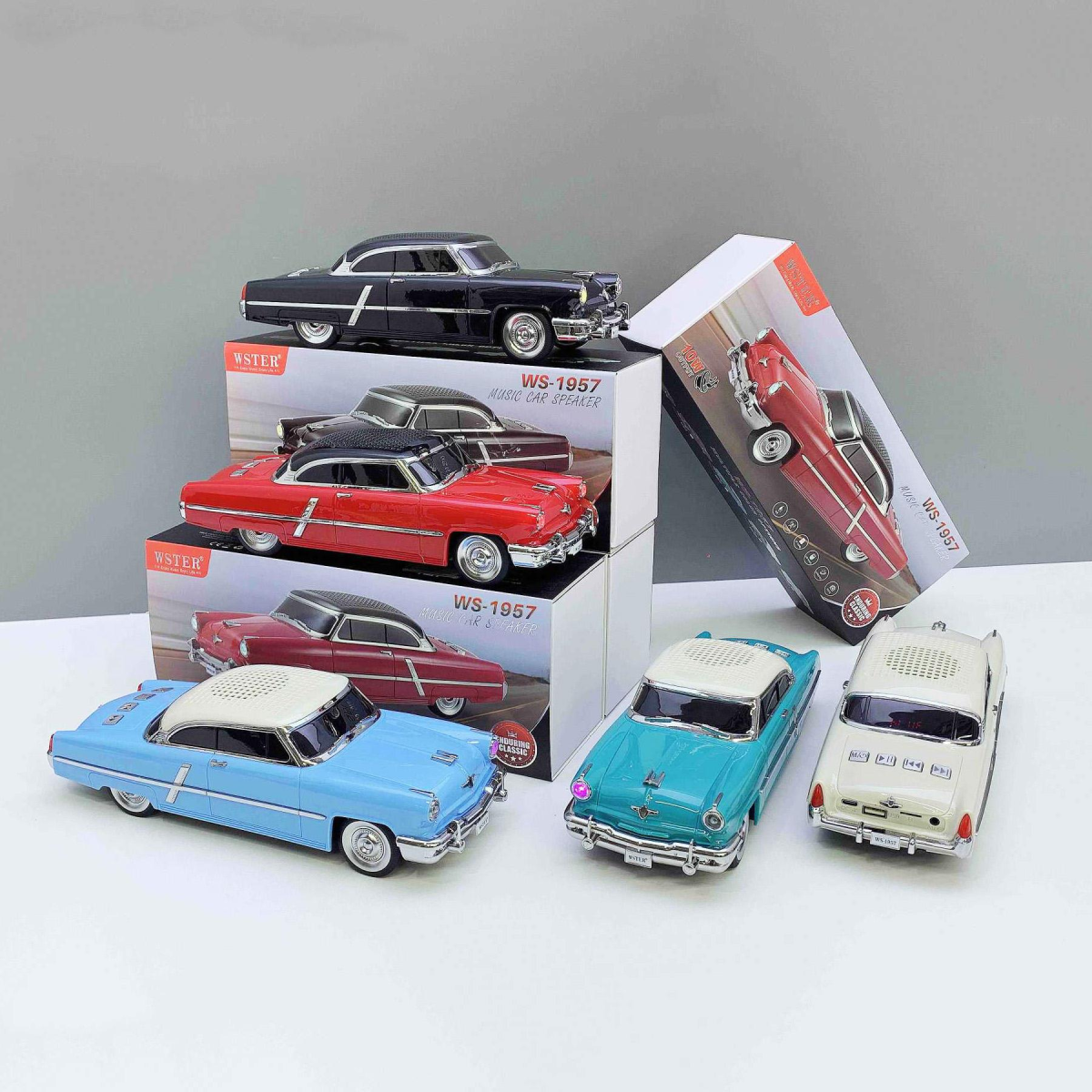 WSTER WS-1957 Wireless Bluetooth Car Speaker with TF, USB & FM Radio – Portable, Emerald