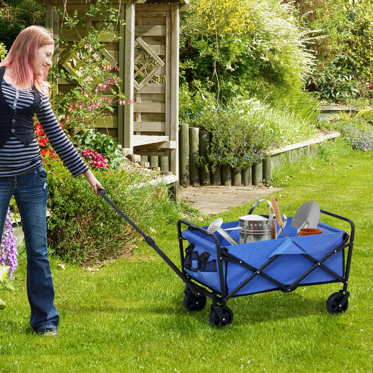 Folding hand truck trolley with cargo bag
