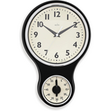 Acctim Kitchen Time 20cm Timer Quartz Retro Style Domed Glass Lens Black Wall Clock