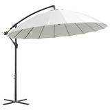 Outsunny 3m Offset Cantilever Parasol with Hand Crank, 18 Fibreglass Ribs & Cross Base – Garden Shade, Off-White