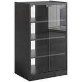 HOMCOM 4-Tier Hi-Fi Stand with Push-to-Open Glass Doors and Adjustable Shelves – Record Player Stand, Black Wood-Effect