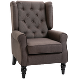 Brown retro wingback accent armchair