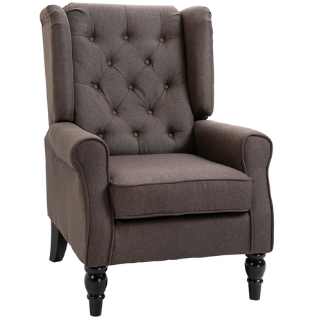 Brown retro wingback accent armchair