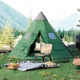 6-Person Tipi Camping Tent with Mesh Windows, Zipped Door & Carry Bag – Large Family Teepee Tent, Green & Black