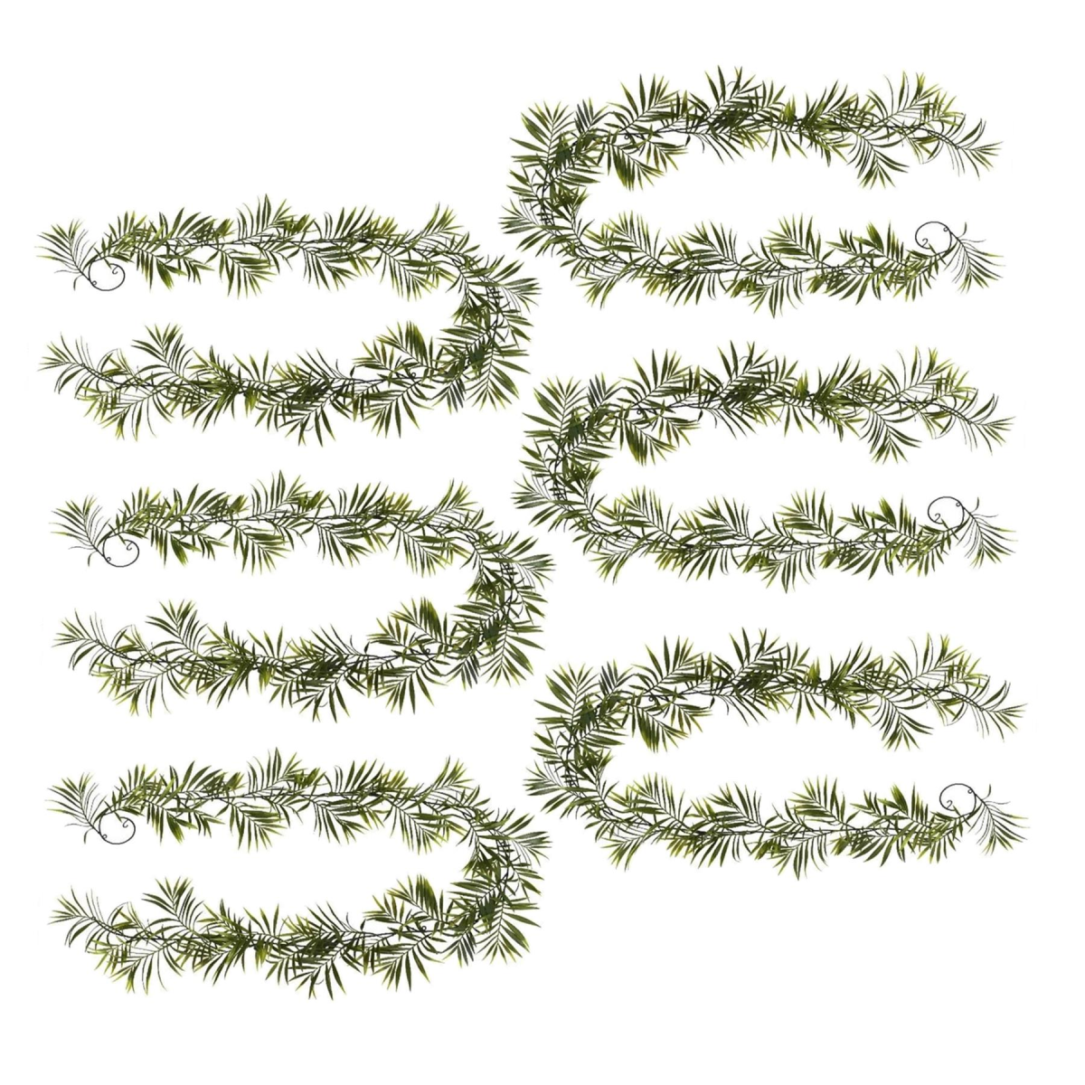Leaf Pack of 6 Fire Retardant Artificial Palm Garlands, 190cm – Bare Stem Greenery for Home & Commercial Use