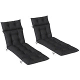 Outsunny Set of 2 Sun Lounger Cushions with Button Tufting and Ties, 190 x 56 cm, Black
