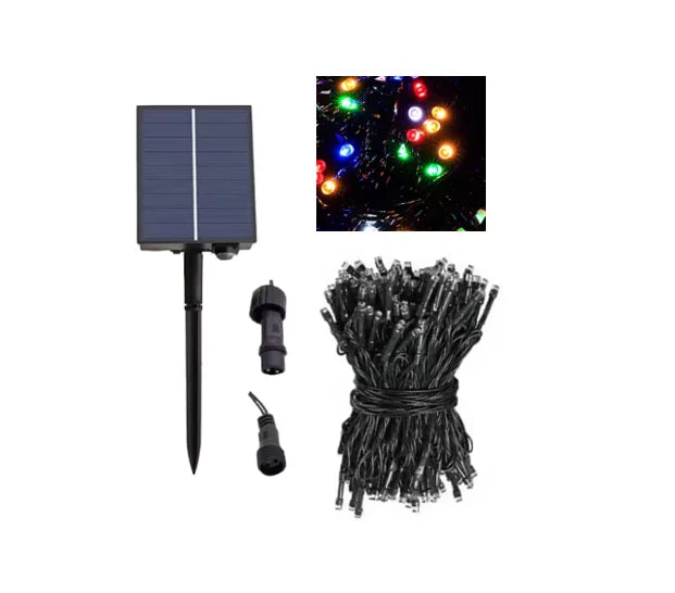 Solar 300 LED Rainbow Multicolour Fairy Lights, 30m – Outdoor Garden & Patio Lighting