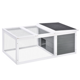 Pawhut Rabbit Hutch with Run Cover & Water-Resistant Asphalt Roof – Indoor & Outdoor Small Animal Cage
