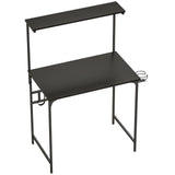 HOMCOM Computer Desk, 80cm Home Office Study Table with Hutch Shelf, Cup Holder & Headphone Hook – Black