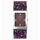 Seksy by Sekonda Ladies Rectangular Purple Dial Watch with Clear Stones – Silver Tone