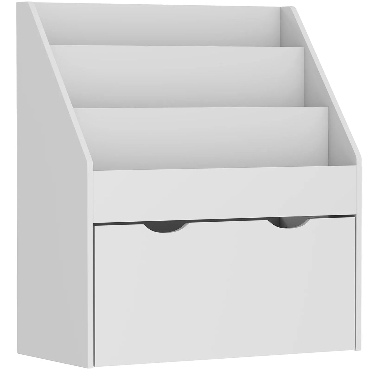 AIYAPLAY Kids Bookcase with 3 Shelves & Wheeled Drawer, Anti-Tip Device – Toy Storage for Playroom, Grey
