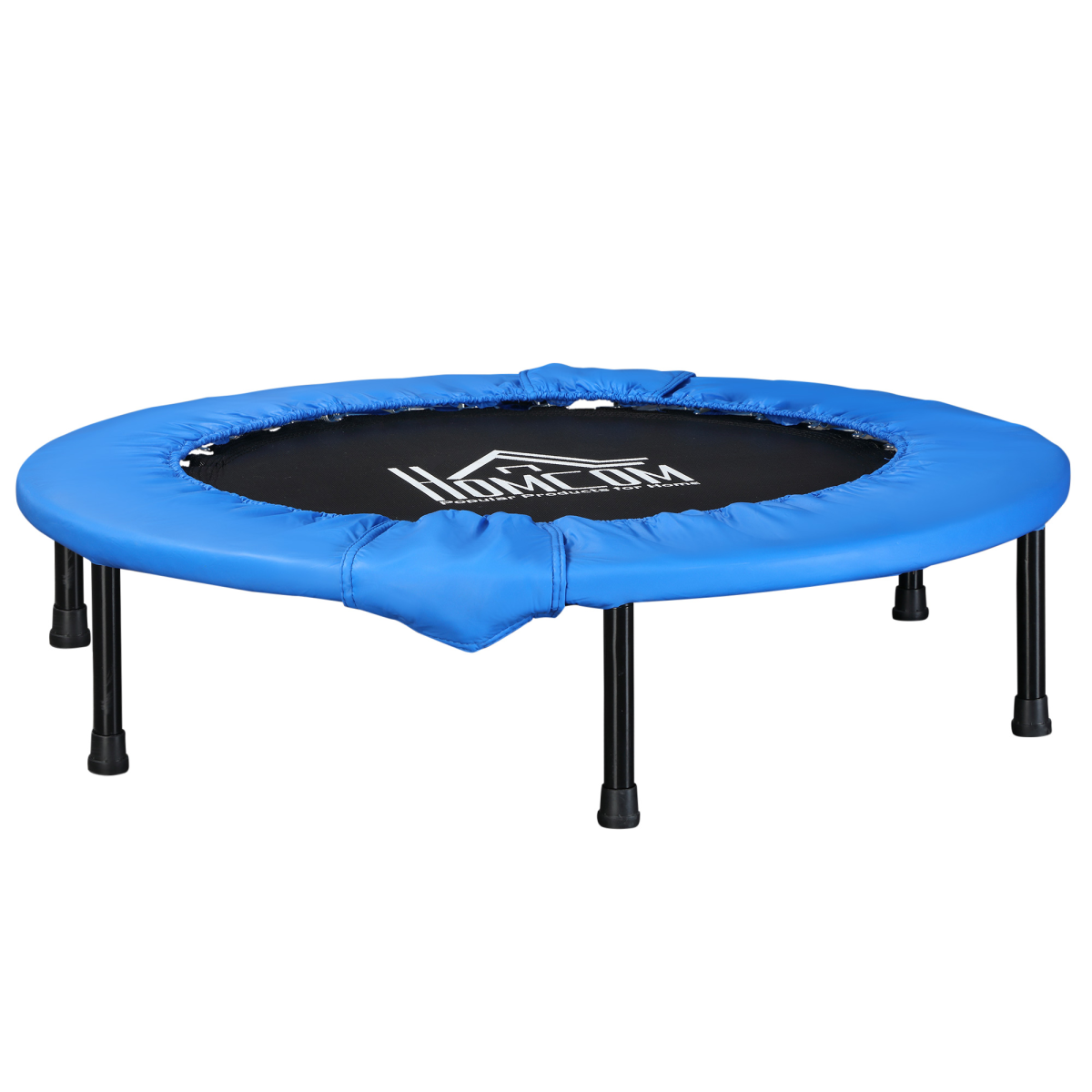 HOMCOM Foldable Mini Fitness Trampoline, 96cm with 32 Springs – Indoor & Outdoor Exercise Rebounder, Blue