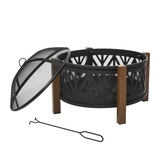 HOMCOM 2-in-1 Outdoor Fire Pit Bowl with BBQ Grill Grate and 30" Mesh Spark Screen Cover – Poker Included